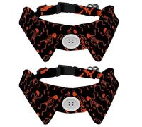 Eslifey Paquete de 2 collares para perro con pajarita y campana, diseño de esqueletos de baile naranja de Halloween, diseño de solapa ajustable, collar de pajarita para mascotas pequeñas