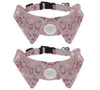 Eslifey Paquete de 2 collares para perro con pajarita y campana, diseño de leopardo de oro rosa, diseño de solapa ajustable, collar de pajarita para mascotas pequeñas