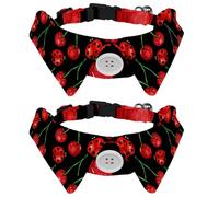 Eslifey Paquete de 2 collares para perro con pajarita y campana, diseño de mariquita de cereza, diseño de solapa ajustable, collar de pajarita para mascotas pequeñas