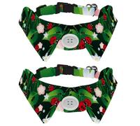 Eslifey Paquete de 2 collares para perro con pajarita y campana, diseño de mariquita roja en hoja ajustable, collar de pajarita para gatos pequeños