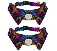 Eslifey Paquete de 2 collares para perro con pajarita y campana, mandalas indias, cachemira, libélula, sol, diseño de solapa, ajustable, collar de pajarita para gatos pequeños