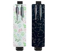 Eslifey Paquete de 2 soportes portátiles para bolígrafos, soporte para lápices Blooming Daisy Blue Sky, funda para bolígrafo con capacidad para 2 o 3 bolígrafos, banda elástica ajustable, desmontable