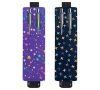 Eslifey Paquete de 2 soportes portátiles para bolígrafos, soporte para lápices Blooming Daisy Blue Sky, funda para bolígrafo con capacidad para 2 o 3 bolígrafos, banda elástica ajustable, desmontable