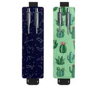 Eslifey Paquete de 2 soportes portátiles para bolígrafos, soporte para lápices Blooming Daisy Blue Sky, funda para bolígrafo con capacidad para 2 o 3 bolígrafos, banda elástica ajustable, desmontable