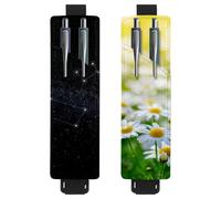 Eslifey Paquete de 2 soportes portátiles para bolígrafos, soporte para lápices Blooming Daisy Blue Sky, funda para bolígrafo con capacidad para 2 o 3 bolígrafos, banda elástica ajustable, desmontable