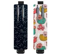 Eslifey Paquete de 2 soportes portátiles para bolígrafos, soporte para lápices Blooming Daisy Blue Sky, funda para bolígrafo con capacidad para 2 o 3 bolígrafos, banda elástica ajustable, desmontable