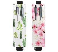 Eslifey Paquete de 2 soportes portátiles para bolígrafos, soporte para lápices Blooming Daisy Blue Sky, funda para bolígrafo con capacidad para 2 o 3 bolígrafos, banda elástica ajustable, desmontable