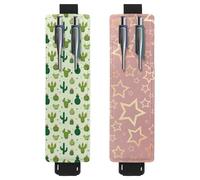 Eslifey Paquete de 2 soportes portátiles para bolígrafos, soporte para lápices Blooming Daisy Blue Sky, funda para bolígrafo con capacidad para 2 o 3 bolígrafos, banda elástica ajustable, desmontable