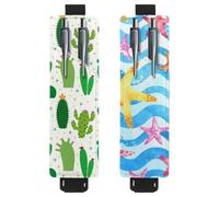 Eslifey Paquete de 2 soportes portátiles para bolígrafos, soporte para lápices Blooming Daisy Blue Sky, funda para bolígrafo con capacidad para 2 o 3 bolígrafos, banda elástica ajustable, desmontable