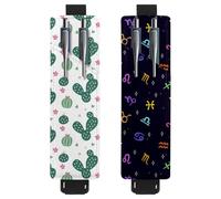 Eslifey Paquete de 2 soportes portátiles para bolígrafos, soporte para lápices Blooming Daisy Blue Sky, funda para bolígrafo con capacidad para 2 o 3 bolígrafos, banda elástica ajustable, desmontable