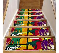 Eslifey Peldaños de escalera con patrón de arte pop de dinosaurios para peldaños de madera, paquete de 15 unidades, 30 x 8 pulgadas, antideslizantes, para interiores, para perros, niños, ancianos, con