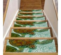 Eslifey Peldaños de escalera de tortuga marina en peligro de extinción para peldaños de madera, paquete de 15 unidades, 30 x 8 pulgadas, antideslizantes, para interiores, para perros, niños, ancianos