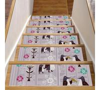 Eslifey Penguin Eat Fish - Peldaños de escalera de dibujos animados para peldaños de madera, paquete de 15 unidades, 30 x 8 pulgadas, antideslizantes, para interiores, para perros, niños, ancianos