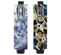 Eslifey Soporte ajustable para bolígrafo, espiral, diseño abstracto de mandala, flores, paquete de 2 portalápices, funda de piel para cuadernos, diarios, Multi 3, 6.1x1.8in/15.4x4.6cm