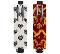 Eslifey Soporte ajustable para bolígrafo, espiral, diseño abstracto de mandala, flores, paquete de 2 portalápices, funda de piel para cuadernos, diarios, Multi 15, 6.1x1.8in/15.4x4.6cm