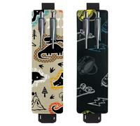 Eslifey Soporte ajustable para bolígrafo, espiral, diseño abstracto de mandala, flores, paquete de 2 portalápices, funda de piel para cuadernos, diarios, Multi 7, 6.1x1.8in/15.4x4.6cm