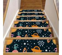 Eslifey Space Planets Rockets Flying Saucers Aliens Pattern - Peldaños de escalera para peldaños de madera, paquete de 15 unidades, 30 x 8 pulgadas, antideslizantes, para interiores, para perros