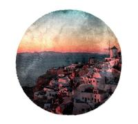 Eslifey Sunset in Santorini - Alfombra redonda de pelo largo, suave, peluda, moderna, para sala de estar o dormitorio, 60 cm