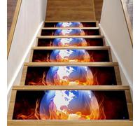 Eslifey The Burning Earth - Peldaños de escalera de fuego para peldaños de madera, paquete de 15 unidades, 30 x 8 pulgadas, antideslizantes, para interiores, para perros, niños, ancianos, con adhesivo