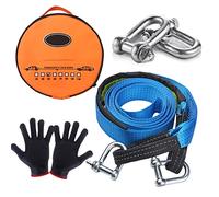 Eslinga Cuerda de Remolque UIHOL, Resistencia 9 Ton 5M Longitud, Material Sólido, Correa para Remolcar Vehículos para Remolque Resistente, con 2 grilletes y Guantes Antideslizantes para Coche