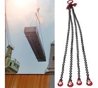 Eslinga de cadena de 4 patas con gancho de 6 mm, cadena de elevación de 300 cm, cadena colgante con grúa corta 4T, cadena de elevación resistente con ganchos