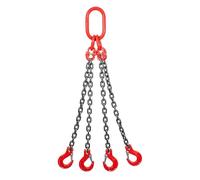 Eslinga de cadena de 4 ramales, cadenas de elevación con ganchos de agarre industriales, sistema de izaje con cadena G80 para seguridad de carga, remolque y manipulación.(5 Tons - 1.5m)