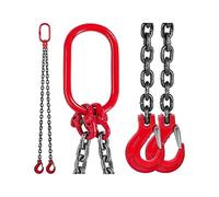 Eslinga de cadena, Eslinga de cadena, capacidad 2T 3T Eslinga de cadena 5/16" X 6' Pata doble con gancho de acero Acero de aleación de grado 80 Servicio pesado for levantar o mover(2 Ton 2M)