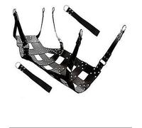 Eslinga de cuero resistente, columpio de piel auténtica con estribos y anillos de suspensión seguros (negro)