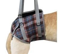 Eslinga de Soporte para Elevación de Perros, Cinturón Auxiliar para Perros Amigable con la Piel, Transpirable, Ajustable, a Cuadros Azules, Agarre de Mano Desmontable para