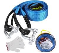 Eslingas de Carga para Remolque Coche 8T, 5 M x 5 CM Accesorios Todoterreno con 2 Grilletes 2 Guantes 1 Bolsa de Almacenamiento, Accesorios Coche para Recuperación Vehículo Coche SUV