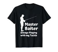 Eslogan Grosero Maestro Baiter Siempre Jugando con mi Tackle Camiseta gráfica económica, Hombre, Negro, S
