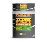 Esmalte al Poliuretano Multiadherente Satinado Duracolor | Pintura para Metales, Madera, Bañeras, Azulejos y Sanitarios | Resistente y Duradero (600 ml + 150 ml, Marfil RAL 1015)