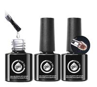Esmalte de gel de fibra - Base para reconstrucción de uñas, 3 piezas de cuidado UV LED | Para uñas frágiles dañadas delgadas y débiles Manicura Casa Viaje Salón Belleza Profesional Refuerzo Pro Kit