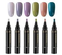 Esmalte De Uñas, 6 Colores De Secado Rápido De Uñas Pluma Set, Brillante De Larga Duración De U-ñas De Gel De Plumas Para Las Niñas Las Mujeres A Casa, No UV De Ahorro De Tiempo Y Fácil De Usar U-ñas