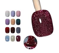 Esmalte de uñas brillante de alta densidad, juego de esmalte de uñas de gel reflectante de 12 colores, juego de manicura de esmalte de uñas holográfico, efecto triturado para arte de uñas