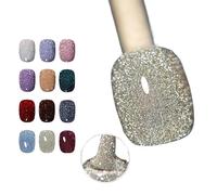 Esmalte de uñas brillante de alta densidad, juego de esmalte de uñas de gel reflectante de 12 colores, juego de manicura de esmalte de uñas holográfico, efecto triturado para arte de uñas