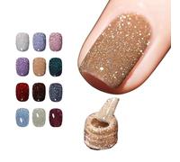 Esmalte de uñas brillante de alta densidad, juego de esmalte de uñas de gel reflectante de 12 colores, juego de manicura de esmalte de uñas holográfico, efecto triturado para arte de uñas