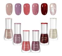 Esmalte de uñas brillante y nude 6 Pezzi Normal Nail Polish Di Lunga Durata Set Smalto Per Unghie Asciugatura Rapida Glitter Smalto Semipermanente Per Unghie Rosso Glitterato Per Manicure Fai