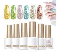 Esmalte De Uñas De Gel Con Brillo: Brillo Para Uñas De Gel, De Remojo LED De 6 Colores, Kit De Manicura De Acabado Brillante 7 Ml, Brillo De Larga Duración, Juego De Cuidado De Belleza, Perfect