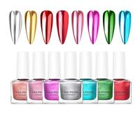 Esmalte de uñas de gel cromado, 7 ml, efecto espejo, metálico, acabado brillante vibrante, pintura colorida de secado rápido, para artistas de salón en casa, fiestas, novias, eventos de viaje