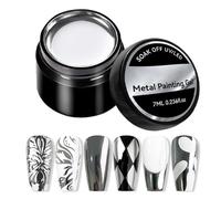 Esmalte de uñas de gel de metal, 7 ml, esmalte cromado plateado, brillo espejo 3D, fórmula de alto pigmento, efecto ultra brillante, duradero, fácil aplicación con pincel para mujeres y niñas, diseño
