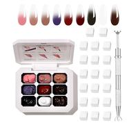 Esmalte de uñas de gel degradado multicolor con 20 esponjas y 1 pinza de metal (forma de garra), técnica de esponja para uñas ombre, manicura francesa, diseño de uñas DlY (SET3)