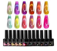Esmalte de uñas de gel, juego de ojos de gato, 12 colores magnéticos, acabado brillante para fiestas de boda de viaje, colección de arte multicolor para mujeres niñas, kit de manicura para uso en casa