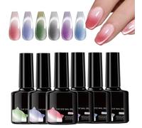 Esmalte de uñas de gel - Kit de 6 piezas esmalte de uñas semi permanente Cambio de cambio | Kit Varnish Chameleon Gel, magnético con gradiente artístico para viajes de viajes en casa y festivales