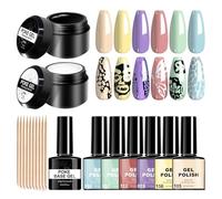 Esmalte De Uñas De Gel, Kit De Herramientas Para Arte De Uñas En Y Negro Diseño De Plantilla Capa Base Gel Perforado Esmalte De Manicura De Curado Rápido Para Cosplay Informal Actuación Salón E