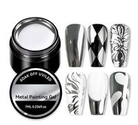 Esmalte de uñas de gel Silver Metal, 7 ml, acabado brillante, color de uñas con brillo espejo, dibujo reflectante 3D, larga duración para manicura en casa, esmalte de pintura de metal plateado
