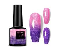 Esmalte de uñas de gel UV que cambia de color, 7,5 ml, cambio de temperatura con efecto brillante, color rosa, lila, cambio de color, esmalte de uñas Soak Off UV LED Nail Art Gel Gel Gel para DIY