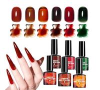 Esmalte De Uñas De Otoño | 6 Colores Ámbar Caramelo Tinta Pintura - Con Pincel Esmalte De Uñas Para Otoño E Invierno - Para Mujeres, Hombres, Uso En Escenario, Eventos Formales,