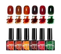 Esmalte de uñas de otoño, pintura de resina ámbar caramelo de 6 colores - con pincel Esmalte de uñas de otoño Tema de invierno | para mujeres adolescente niña dama madre etapa rendimiento fiesta viaje