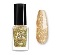 Esmalte de uñas dorado con purpurina para uñas iridiscentes, esmalte de uñas de secado rápido de larga duración con ingredientes naturales, 6 ml, esmalte de uñas holográfico (dorado)